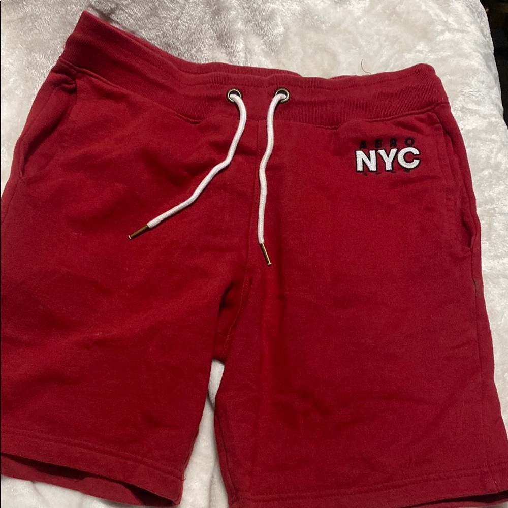 Aeropostale Red Athletic Shorts with NYC Embroidery (size small)